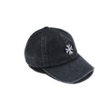 DEVA STATES Cross Distressed Strapback Cap Washed Black