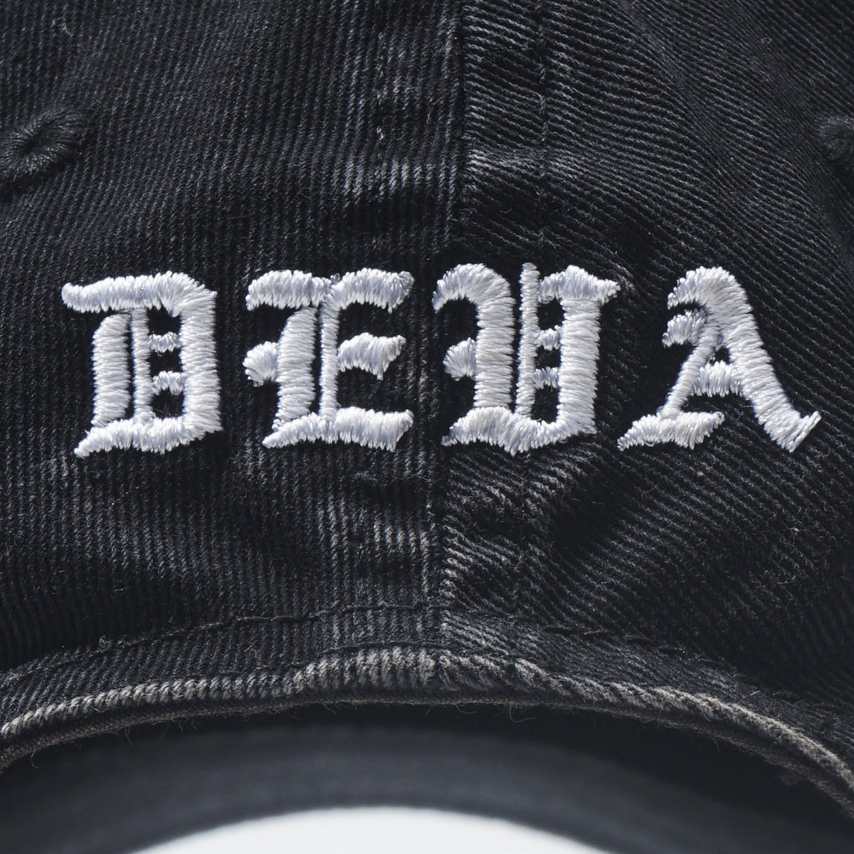 DEVA STATES Cross Distressed Strapback Cap Washed Black
