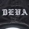 DEVA STATES Cross Distressed Strapback Cap Washed Black
