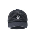 DEVA STATES Cross Distressed Strapback Cap Washed Black