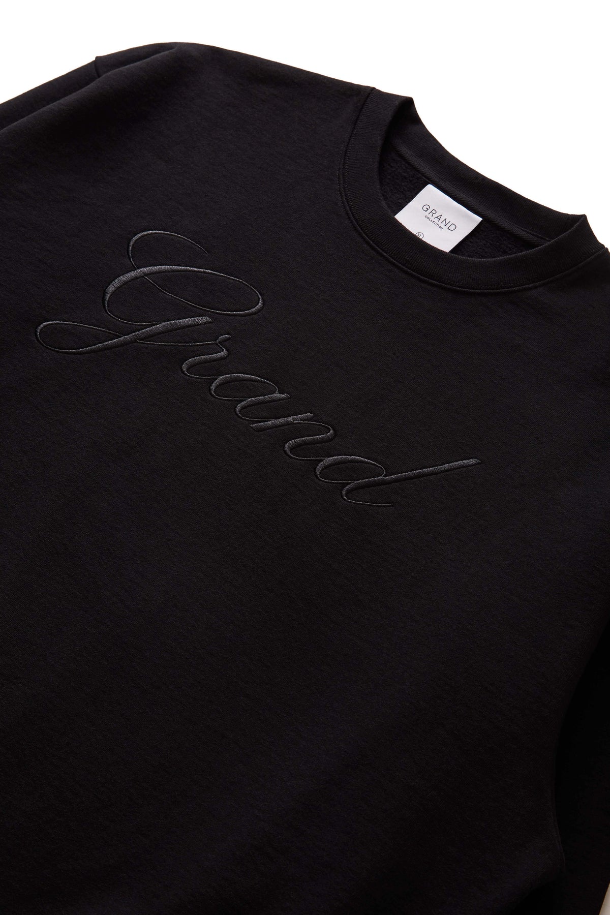 GRAND COLLECTION Embroidered Crewneck Black