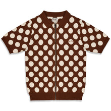 Load image into Gallery viewer, THE LOOSE COMPANY Polka Dot Zip-Up Polo Brown
