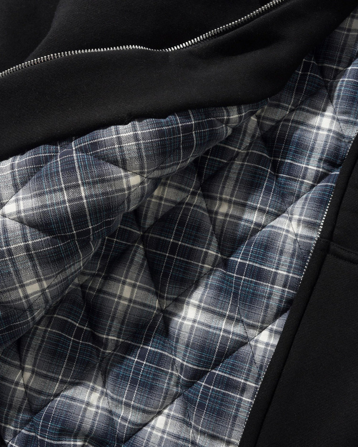 BUTTER GOODS Plaid Lined Zip-Thru Hood Black