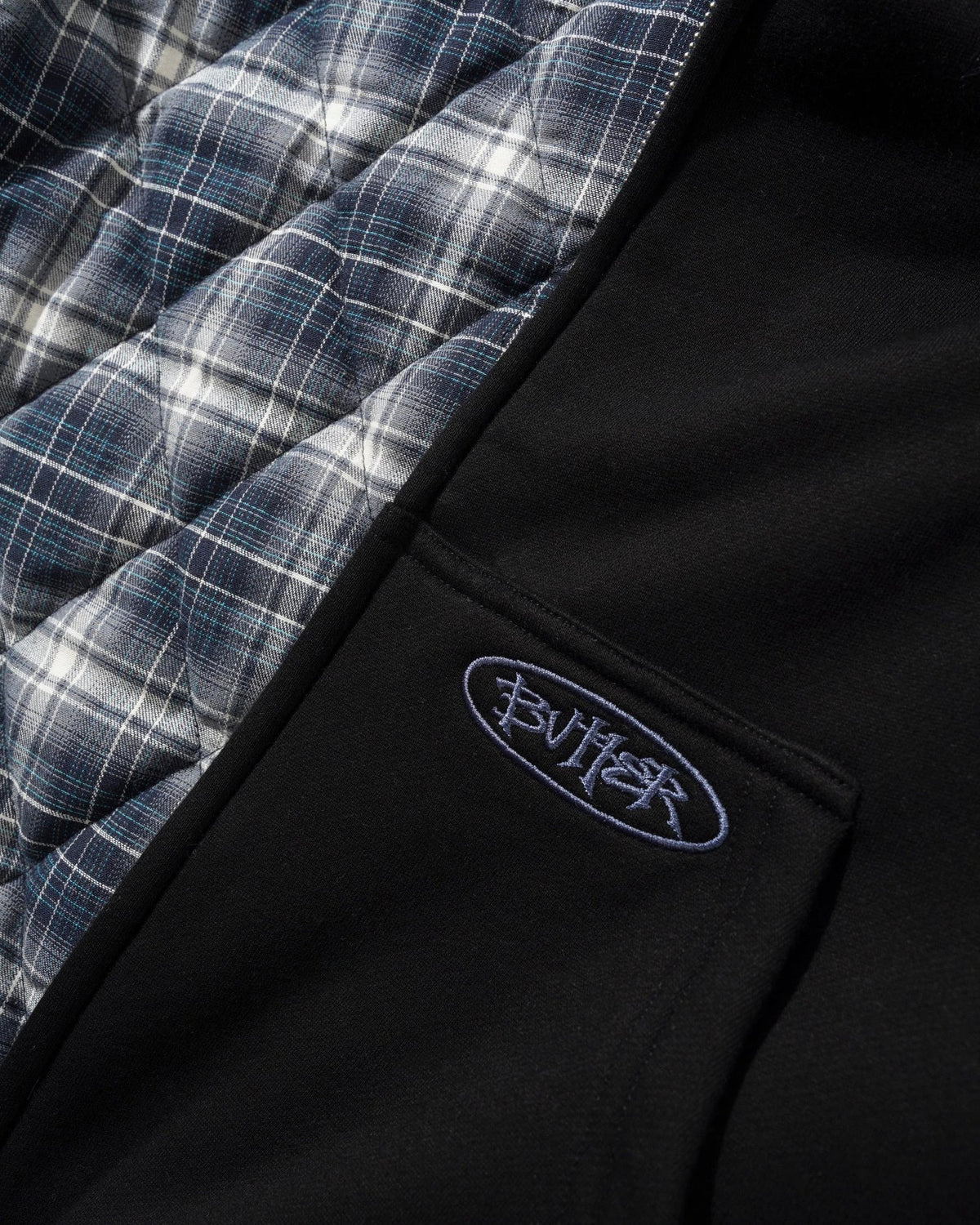 BUTTER GOODS Plaid Lined Zip-Thru Hood Black