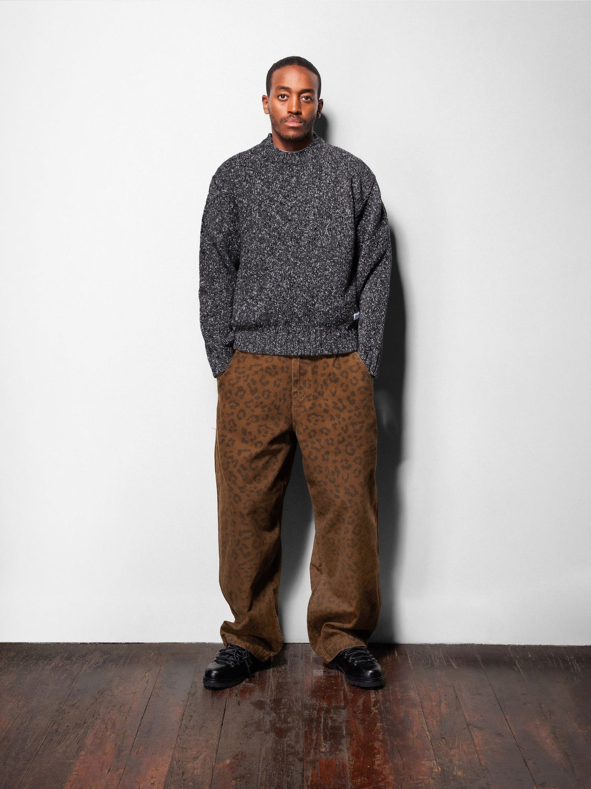 BUTTER GOODS Speckle Knit Sweater Navy