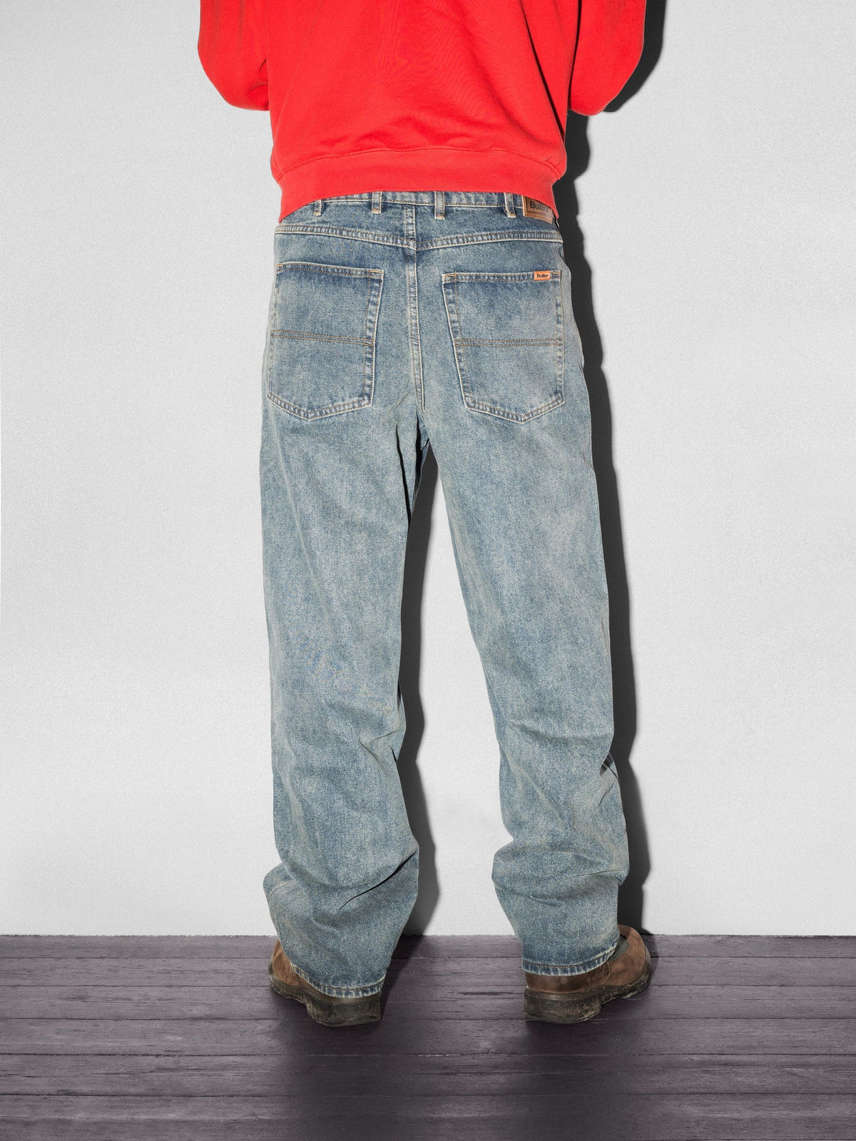 BUTTER GOODS Relaxed Denim Jeans Distressed Mid Blue