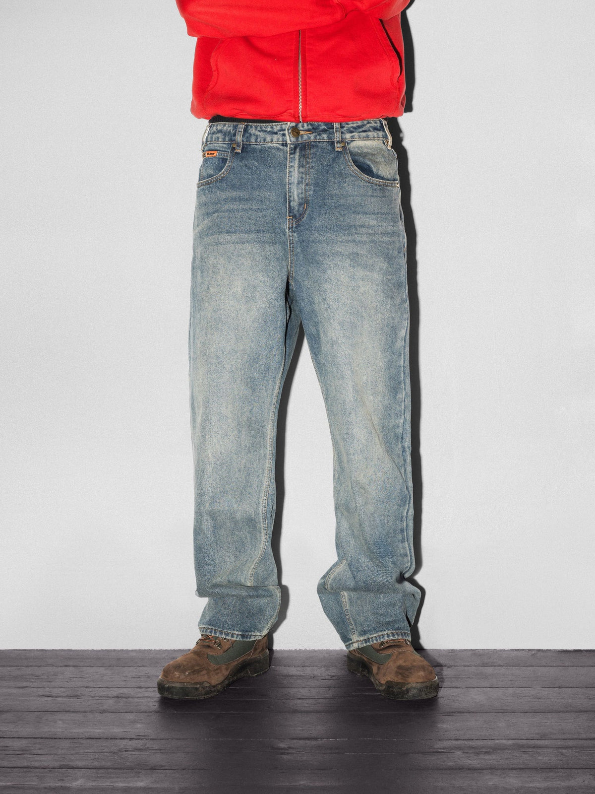 BUTTER GOODS Relaxed Denim Jeans Distressed Mid Blue