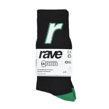 Load image into Gallery viewer, RAVE R Logo Socks Black
