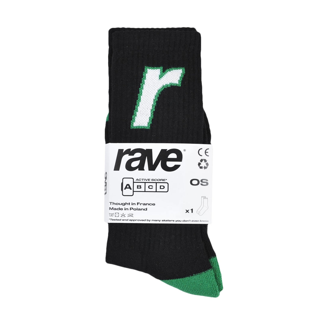 RAVE R Logo Socks Black