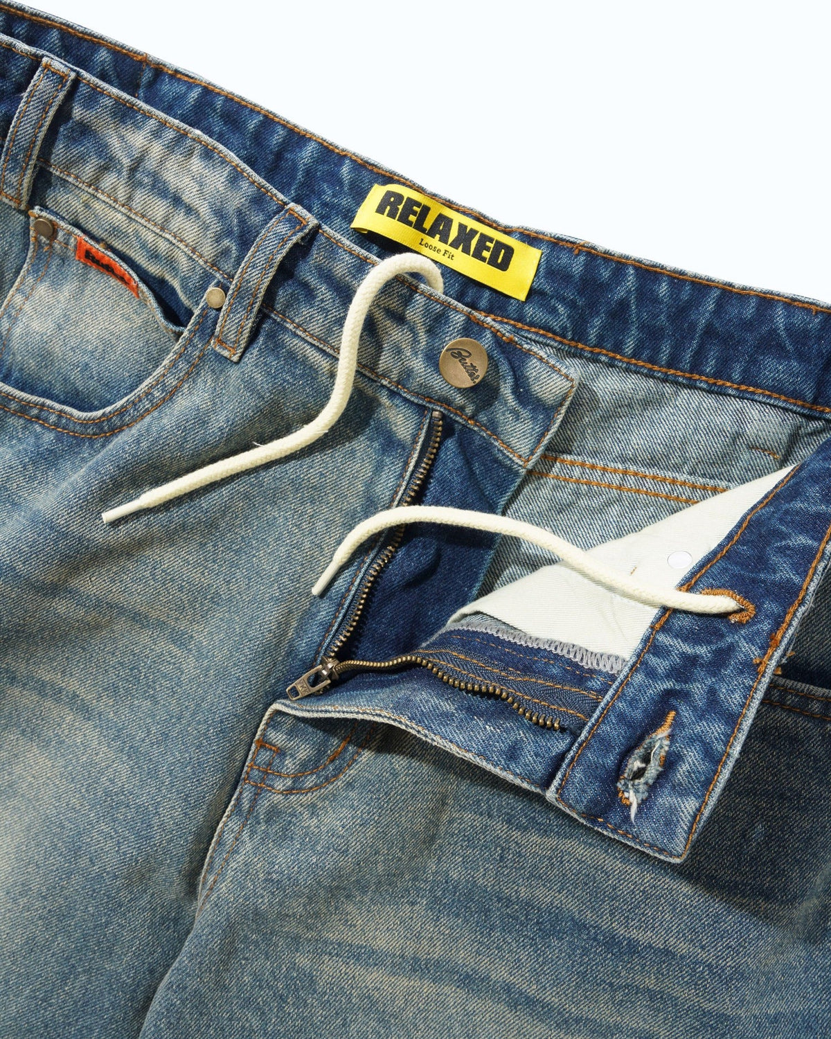 BUTTER GOODS Relaxed Denim Jeans Distressed Mid Blue