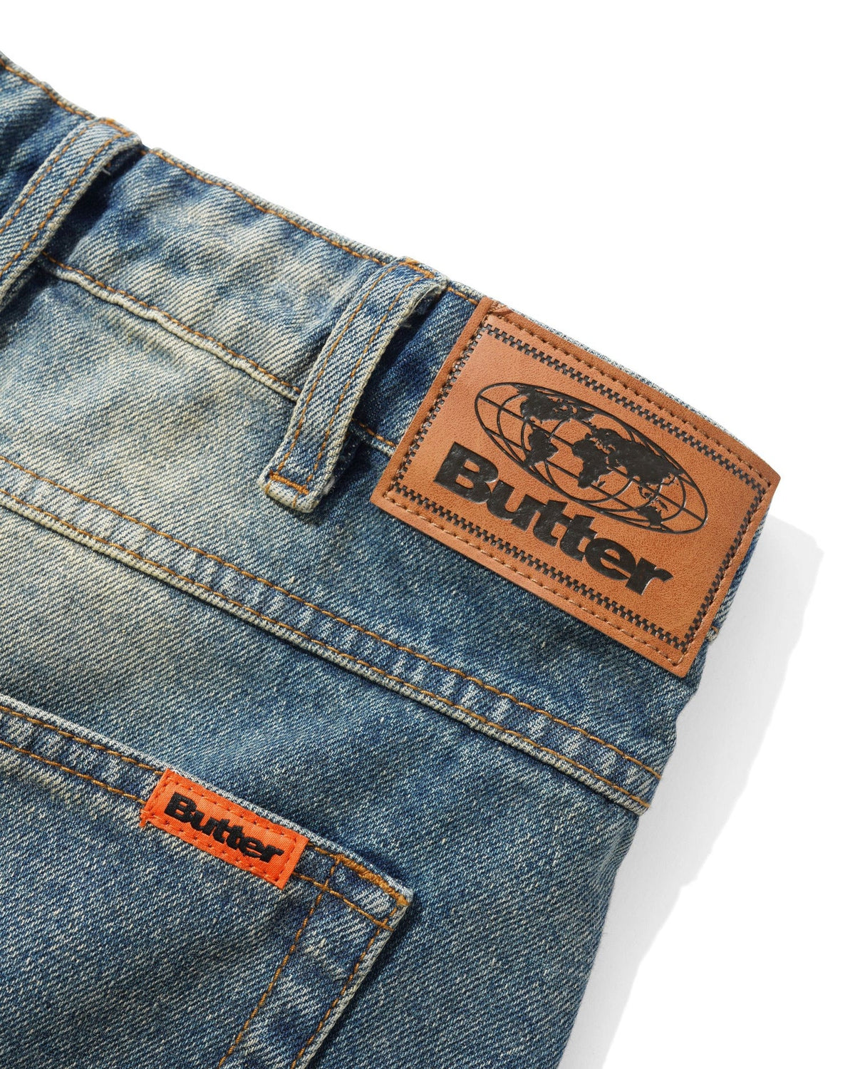 BUTTER GOODS Relaxed Denim Jeans Distressed Mid Blue