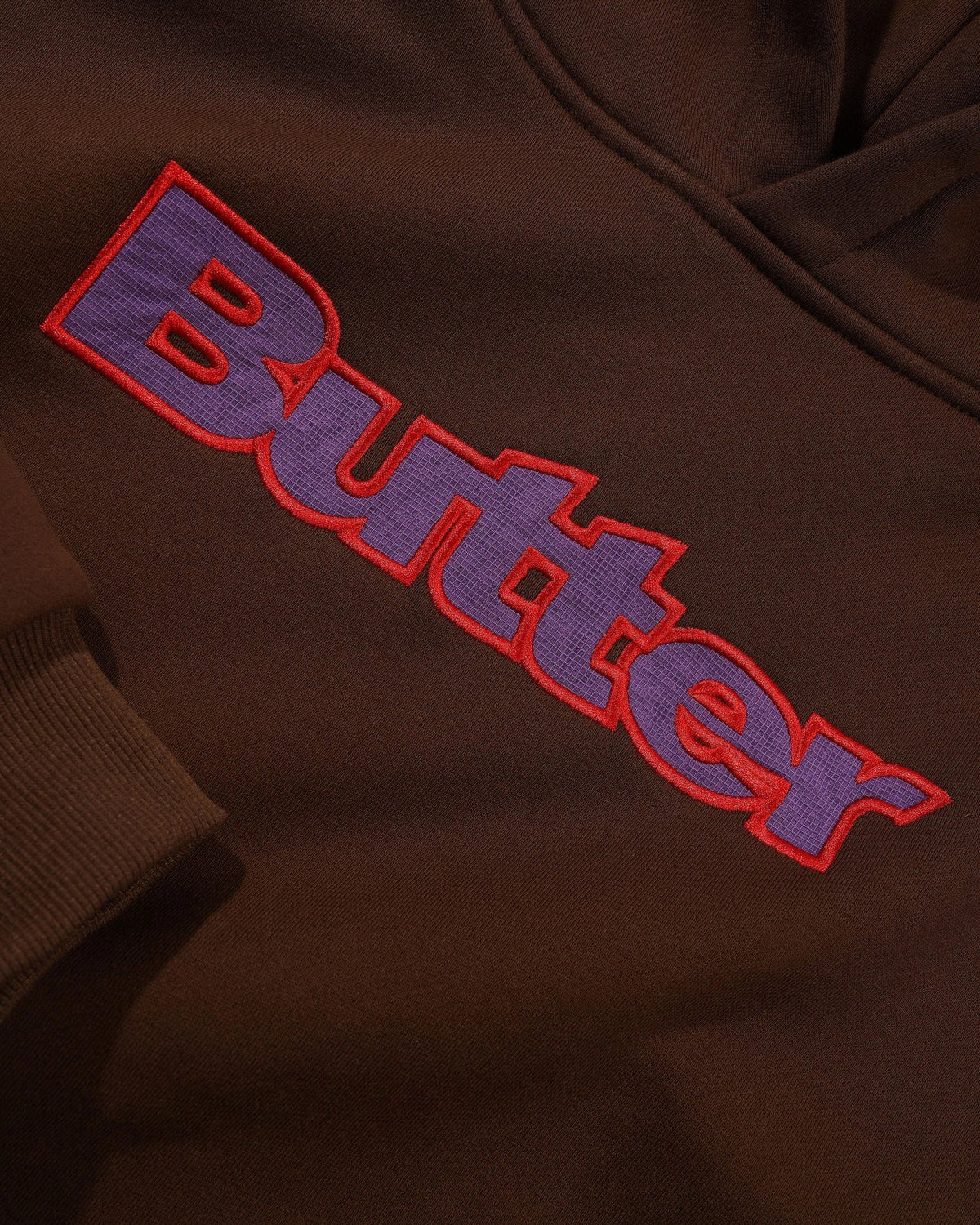 BUTTER GOODS Ripstop Logo Applique Pullover Hood Dark Brown
