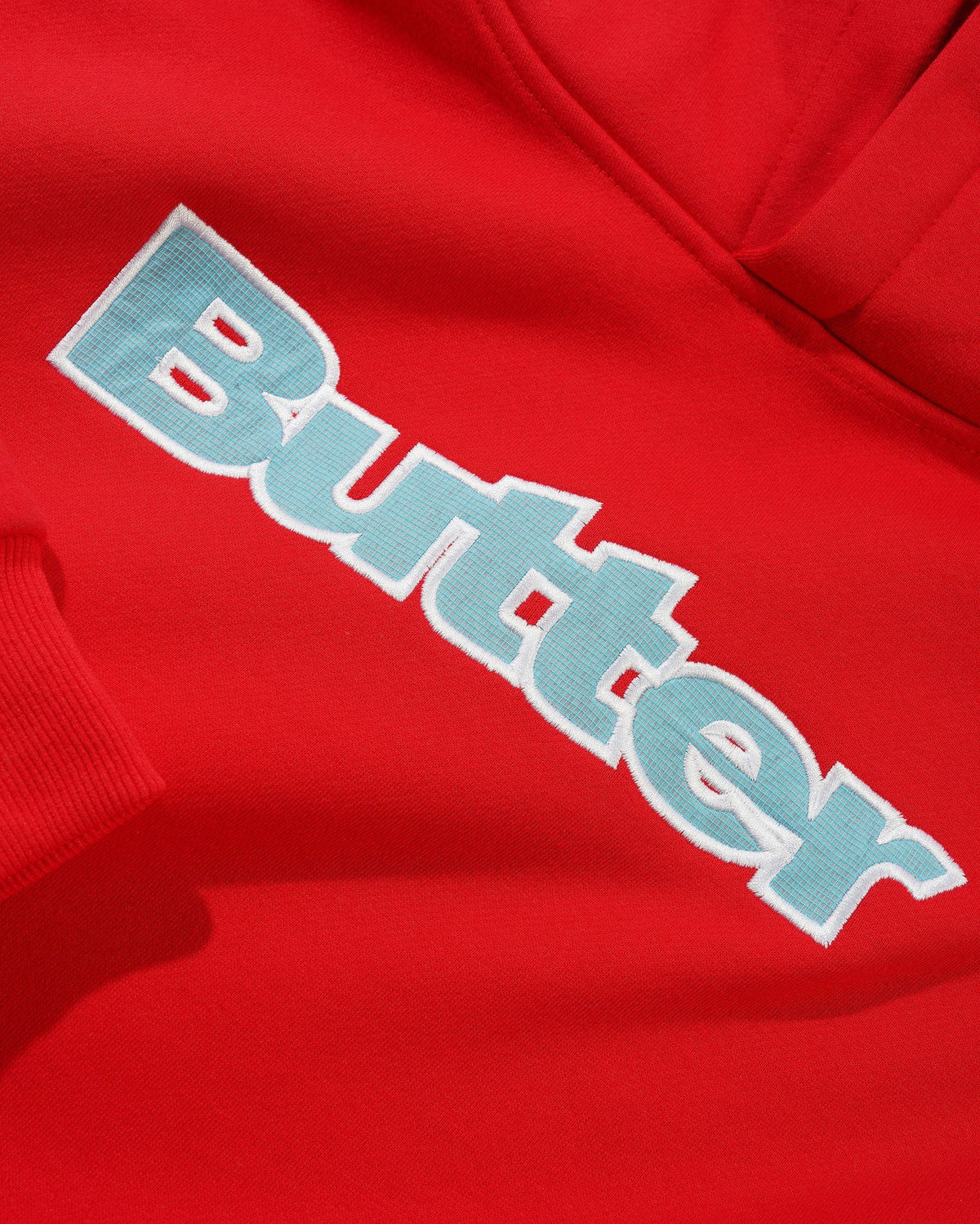 BUTTER GOODS Ripstop Logo Applique Pullover Hood Red