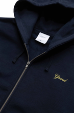 Lade das Bild in den Galerie-Viewer, GRAND COLLECTION Zip Up Script Sweatshirt Midnight Navy

