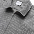 將圖片載入圖庫檢視器 GRAND COLLECTION Seersucker Short Sleeve Zip Up Shirt Grey
