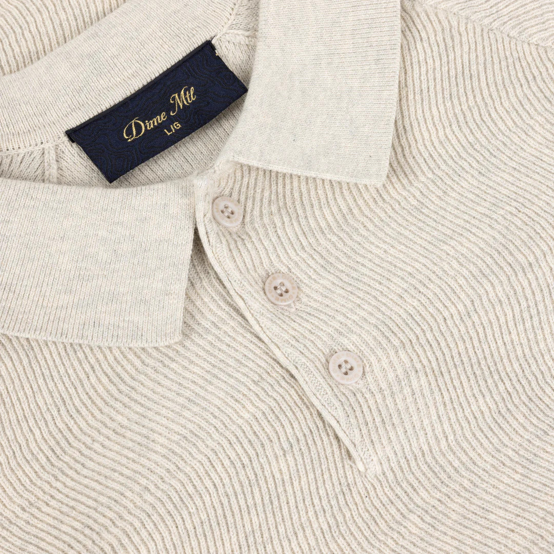 DIME Cable Knit Polo Oatmeal