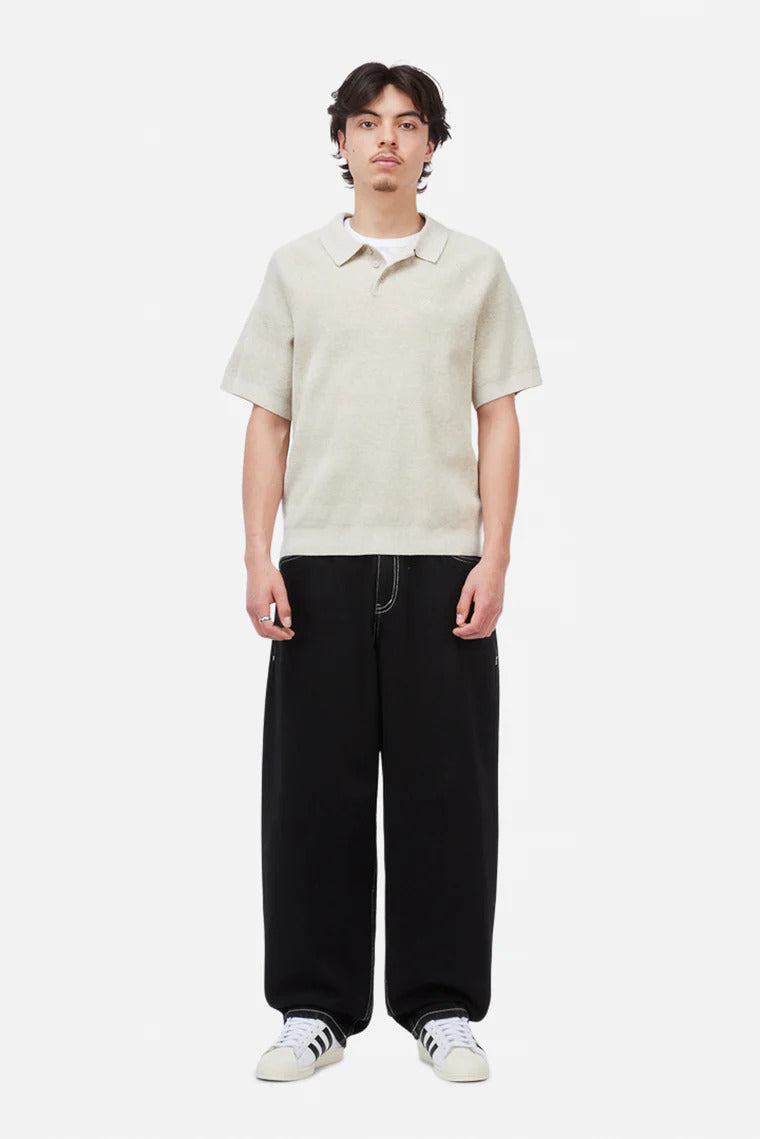 DIME Cable Knit Polo Oatmeal