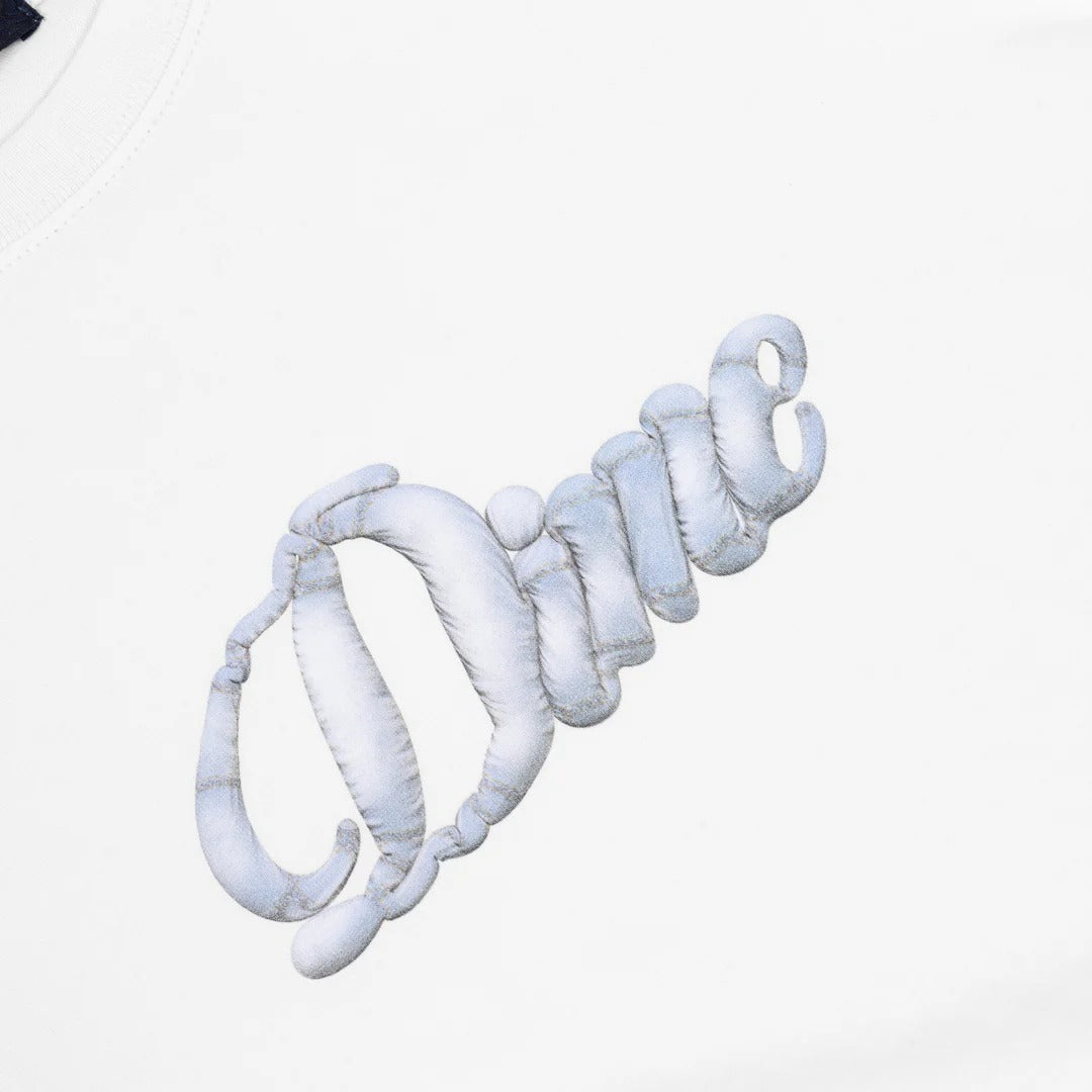 DIME Cursive Denim Tee White