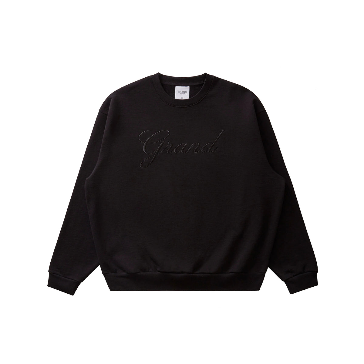 GRAND COLLECTION Embroidered Crewneck Black