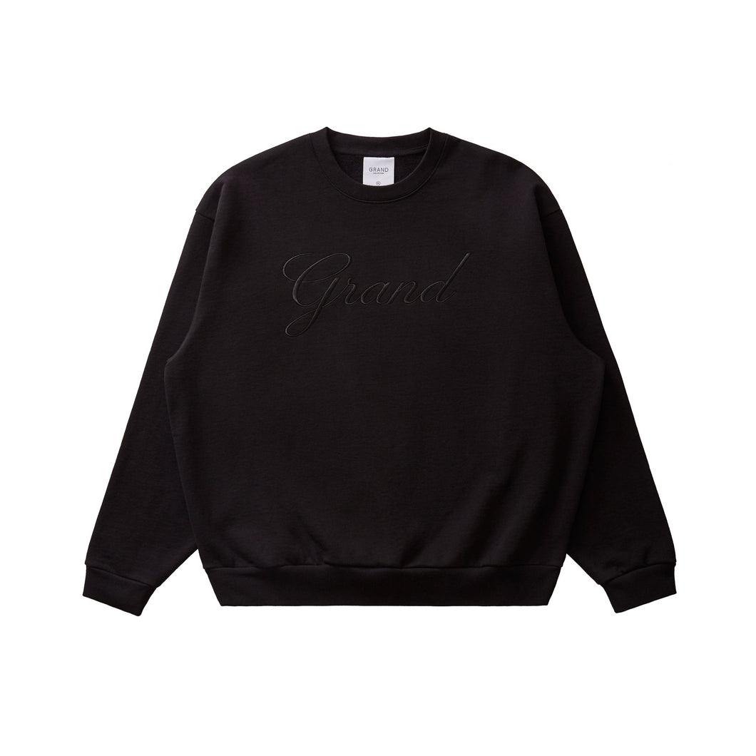 GRAND COLLECTION Embroidered Crewneck Black