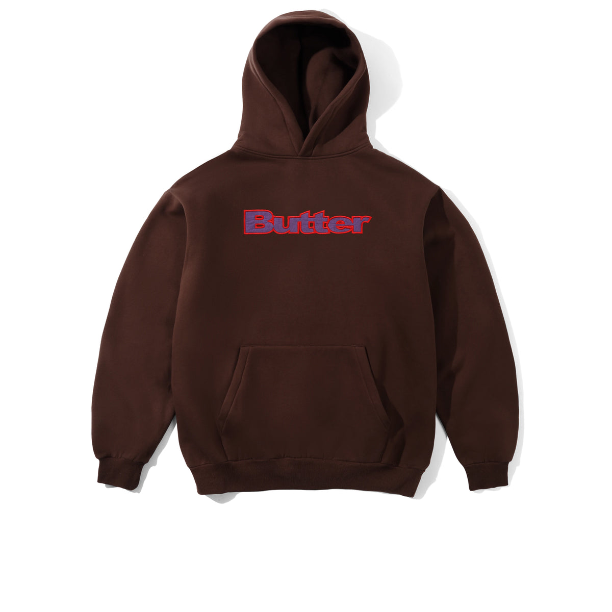 BUTTER GOODS Ripstop Logo Applique Pullover Hood Dark Brown