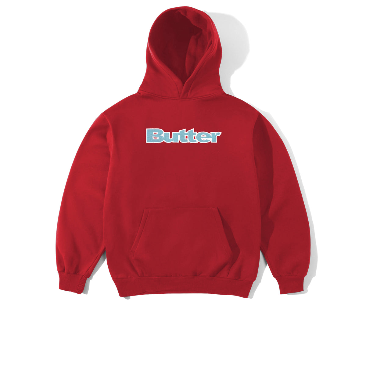 BUTTER GOODS Ripstop Logo Applique Pullover Hood Red