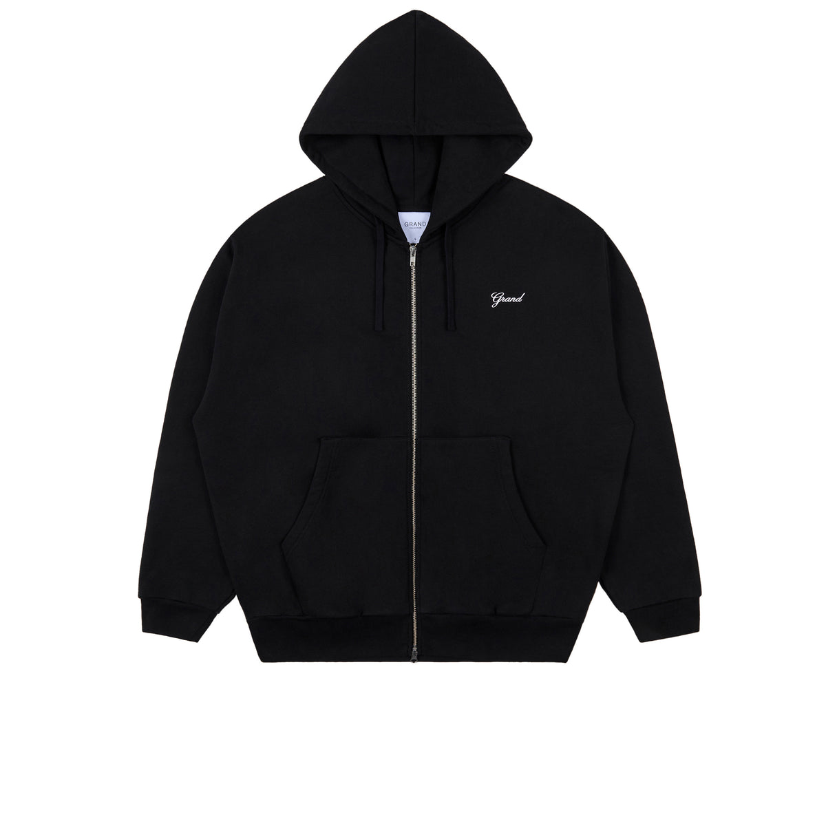 GRAND COLLECTION Zip Up Script Sweatshirt Black