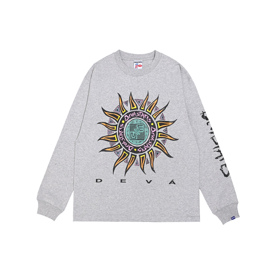 DEVA STATES Rooster L/S GFX Tee Grigio mélange