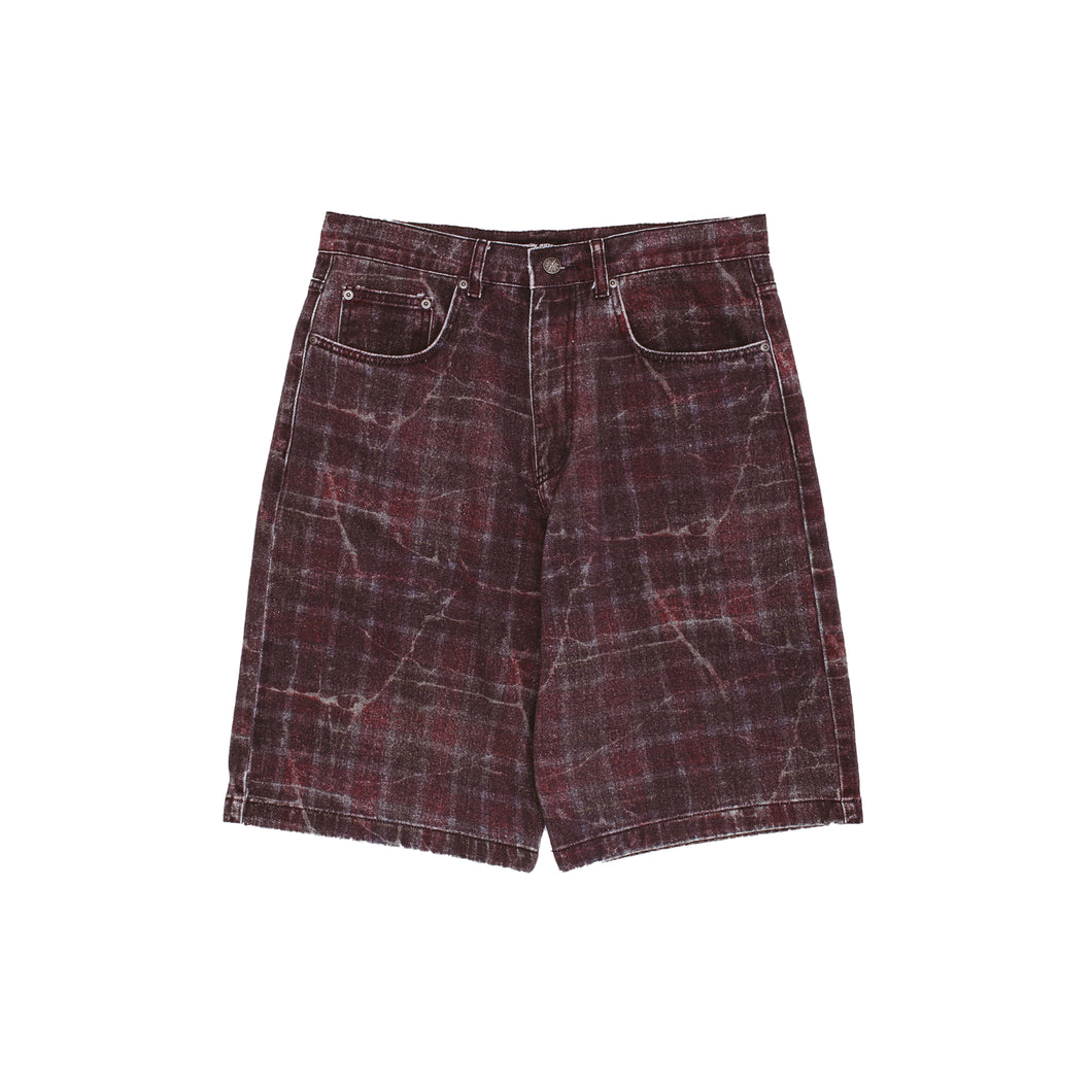 FUCKING AWESOME Miller Plaid Denim Shorts Black/Red