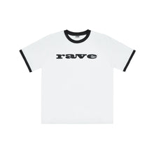 Lade das Bild in den Galerie-Viewer, RAVE Hardware Logo Ringer Tee White/Black

